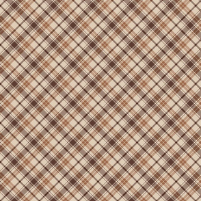 Neutral Beige and Brown Diagonal Plaid