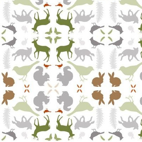 Woodland Animal Damask