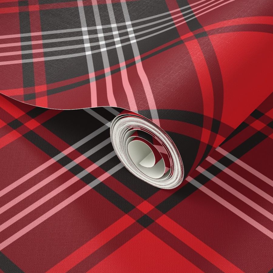 Black and Red Diagonal Plaid