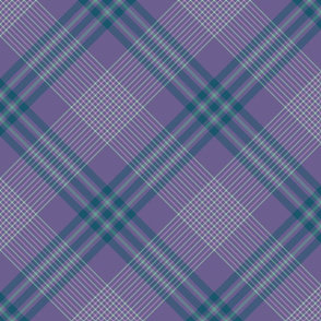 Purple and Teal Diagonal Plaid - Large Scale