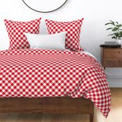 Red and White Diagonal Gingham - Large Scale