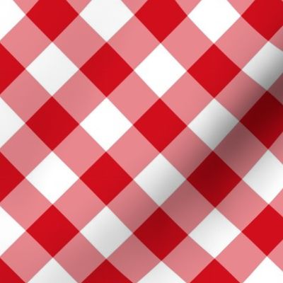 Red and White Diagonal Gingham - Large Scale