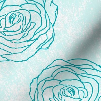 Textured Teal Roses on Teal