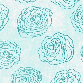 Textured Teal Roses on Teal