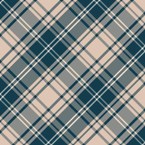 Navy Blue and Tan Plaid - Large Scale