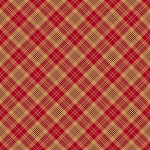 Tan and Red Diagonal Plaid