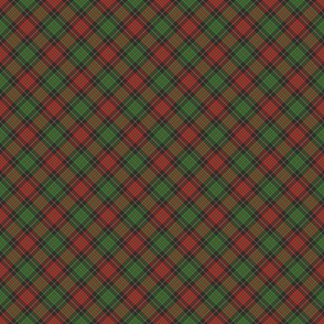 Small Red, Green, and Black Christmas Diagonal Plaid