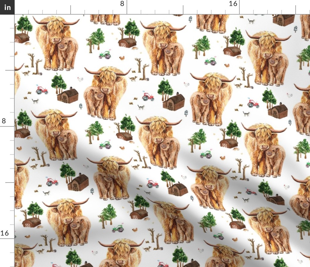 highland cattle farm Fabric