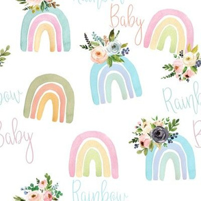 blush floral watercolor rainbow on white Rainbow Baby