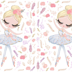 27x36" pink glitter floral ballerina with blond hair