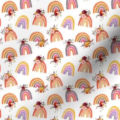 1" Autumn floral rainbows on white background