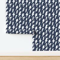 lightning bolts navy linen - 1.5 inch bolt