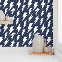 lightning bolts navy linen - 1.5 inch bolt