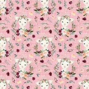 1.75" paprika floral lamb with pink linen background and flowers