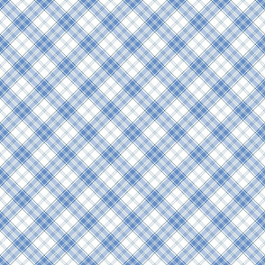 Blue and White Diagonal Plaid - medium scale