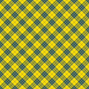 Bright Blue and Yellow Diagonal Plaid