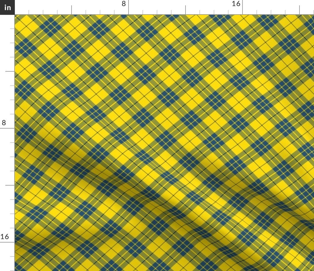 Bright Blue and Yellow Diagonal Plaid