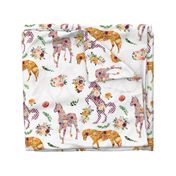 blush burgundy floral horses 