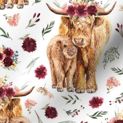 5.5" maroon floral highland cow