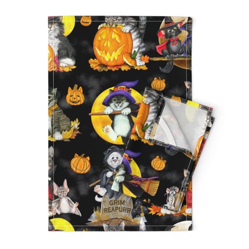 Halloween Cat Fabric Repeat Black Smaller