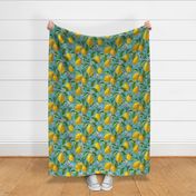 Fresh Lemons | Large | Cyan Faux Texture