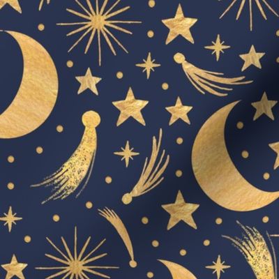 Night sky - Gold on indigo