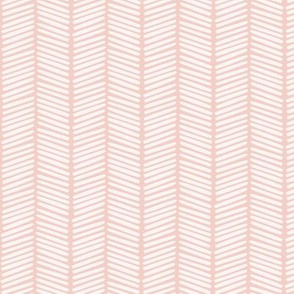 Hand-Drawn Herringbone Chevron in Pale Pink on Blush - Large