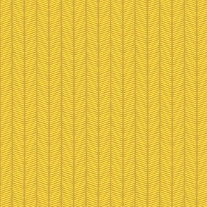 Hand-Drawn Herringbone Chevron in Yellow on Mustard - Small