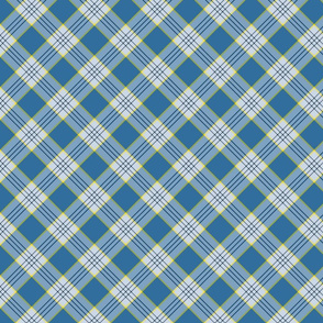 Blue and Yellow Diagonal Plaid