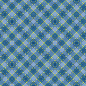 Blue and Yellow Diagonal Plaid