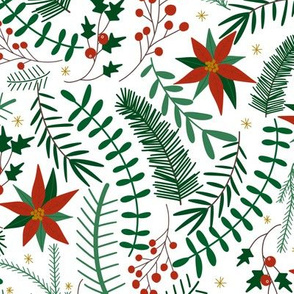 Christmas florals, Christmas botanicals, holiday flowers, holiday botanicals, red and green Christmas 
