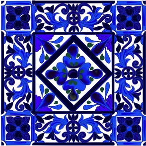 Ornamental,Sicilian style blue pattern 