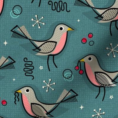 Happy Robins! - Pink/Blue - Winter