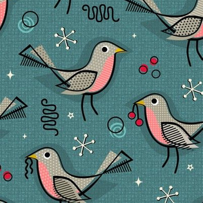 Happy Robins! - Pink/Blue - Winter
