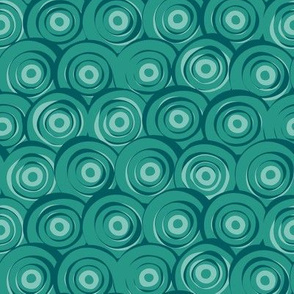 Retro circles. Dark turquoise on a turquoise background