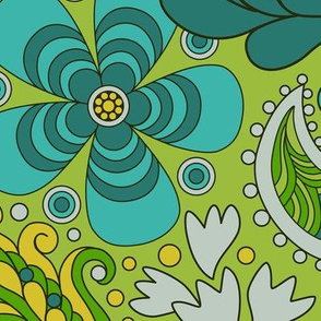 Groovy Floral Green large scale