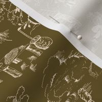 Cream Country Toile on Dark Gold LG Scale