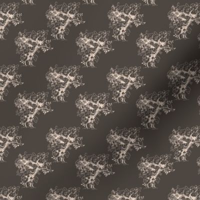 Cream Toile Trees on Gray-Brown Small S cale