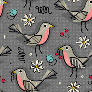 Happy Robins! - Pink/Gray - Summer