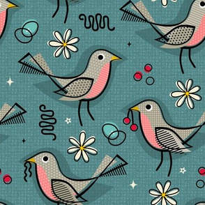 Happy Robins! - Pink/Blue - Summer