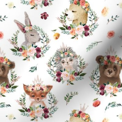 3.25" Paprika floral animals with crown- pink and crimson floral