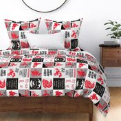 6" red motocross cheater quilt blanket - rotated