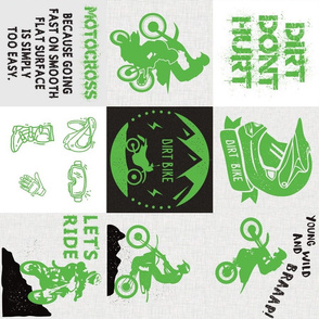 6" green motocross cheater quilt blanket - rotated