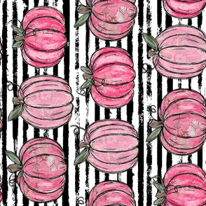 Pink Painted Pumpkins Black Distressed Stripes rotated - large scale