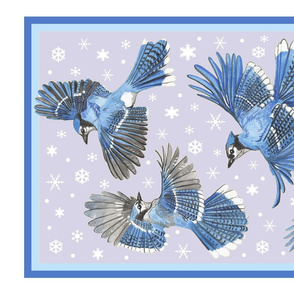 Blue Jays in the Snow tea towel