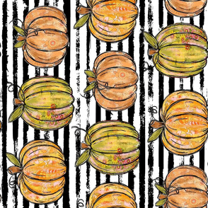 Fall Painted Pumpkins Black Distressed Stripes rotated - large scale