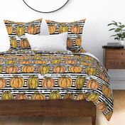 Fall Painted Pumpkins Black Distressed Stripes - laRGE SCALE