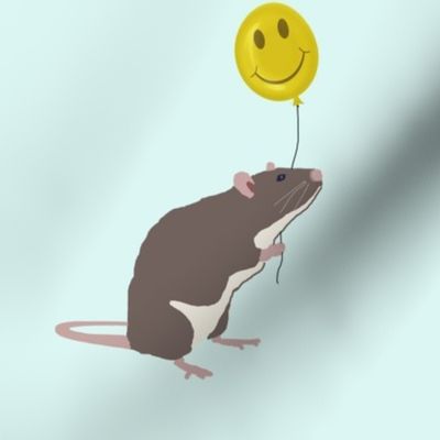 Rat with Happy Face Balloon