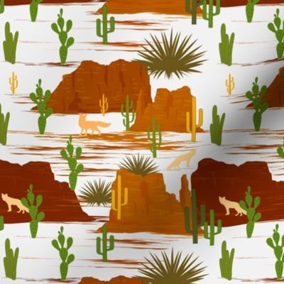 Desert Modernism-Cactus- White Mustard Rust Ochre Sienna- Small Scale