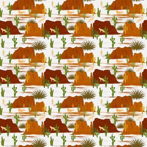 Desert Modernism-Cactus- White Mustard Rust Ochre Sienna- Small Scale